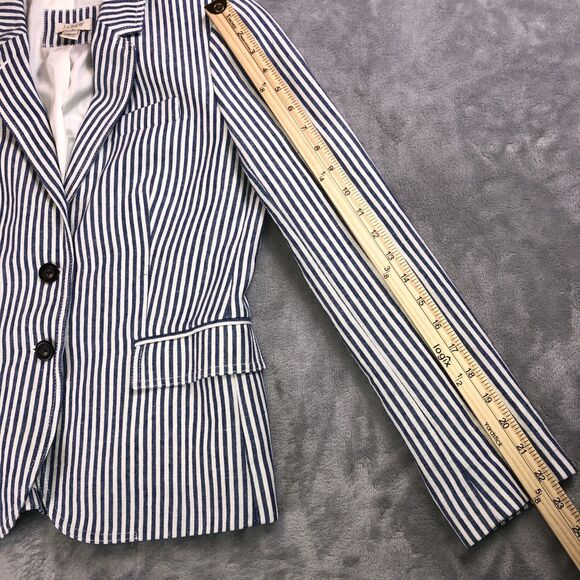 J. Crew Vintage Women's Size 4 Blazer White And Blue Stripe Buttons Sailor - Picture 6 of 8